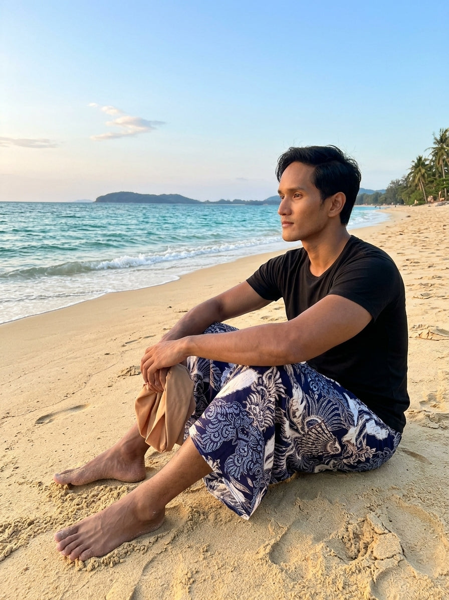 ISLANDER PHUKET โสร่งแบรนด์ไอแลนด์แบบพร้อมใส่เอวยางยืด ไสตล์ผู้ชายชาวเกาะ