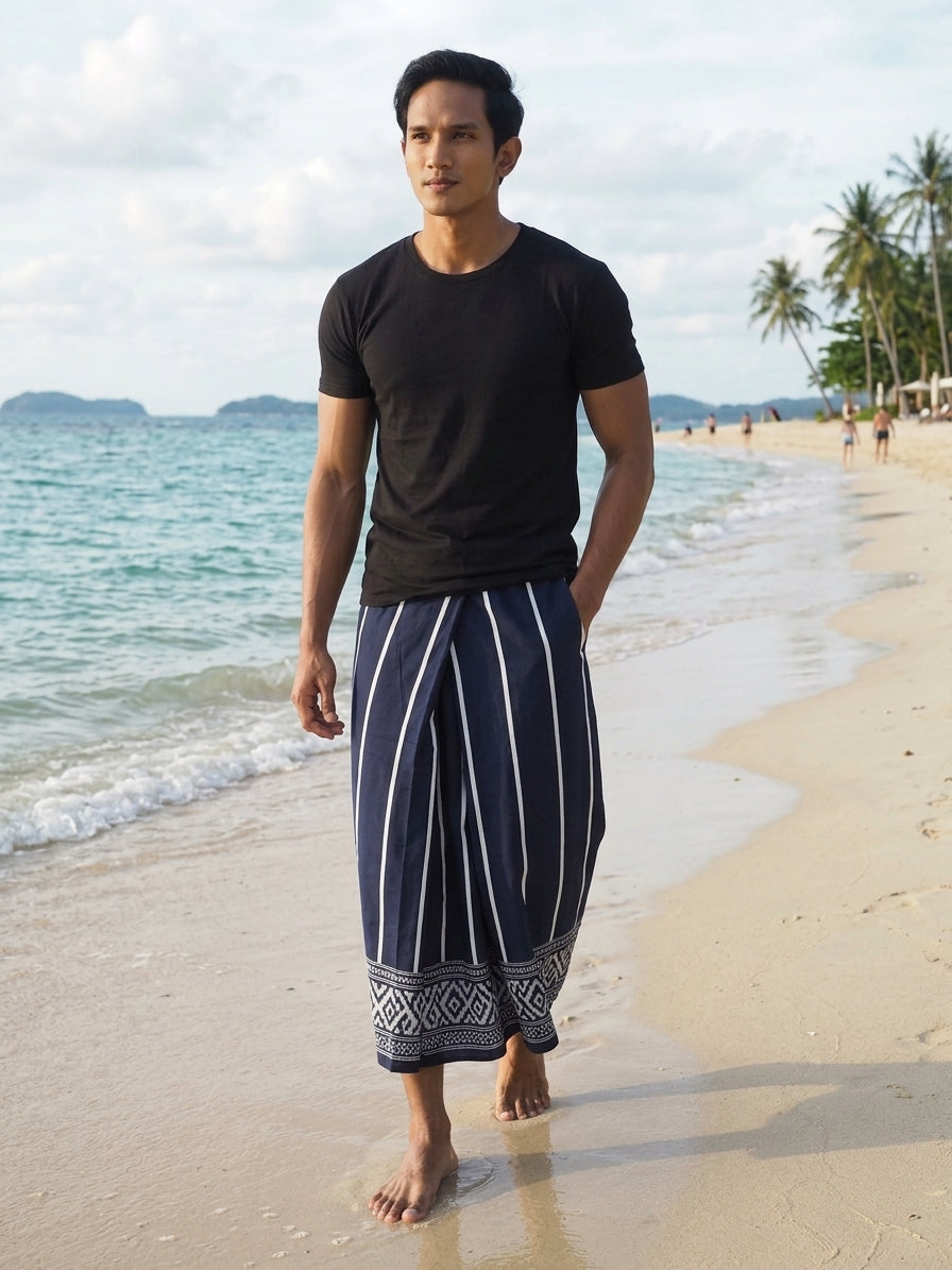 ISLANDER MALDIVES โสร่งแบรนด์ไอแลนด์แบบพร้อมใส่เอวยางยืด ไสตล์ผู้ชายชาวเกาะ