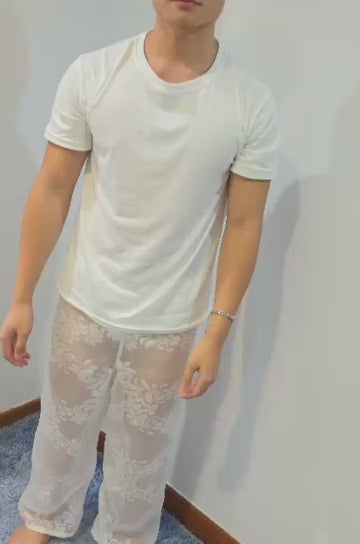 ISLANDER กางเกงนอนผู้ชาย กางเกงขายาวใส่อยู่บ้านซีทรู