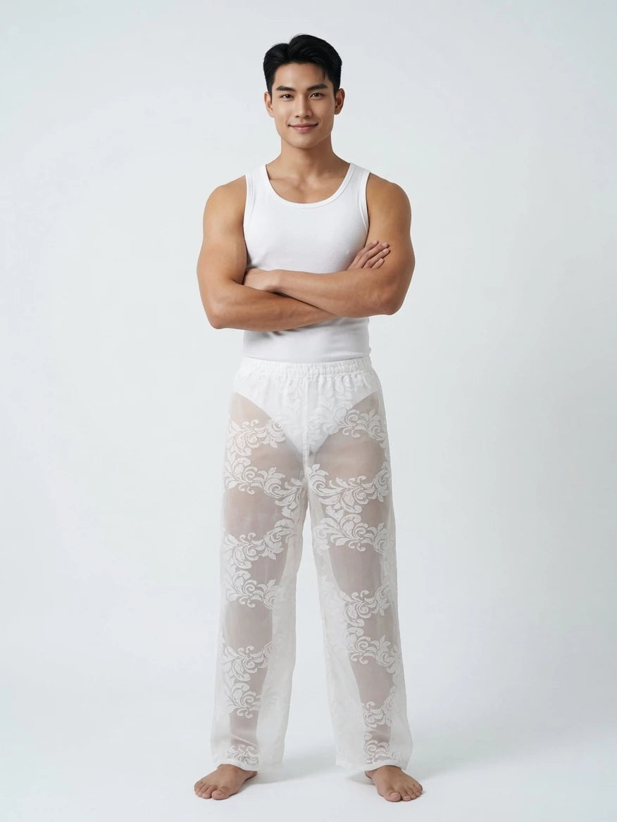 ISLANDER กางเกงนอนผู้ชาย กางเกงขายาวใส่อยู่บ้านซีทรู